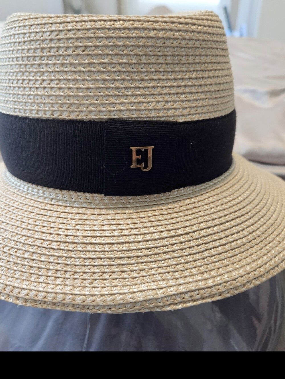 Eric Javits Cream Straw Trilby with Black Band Never Worn - Picture 6 of 7